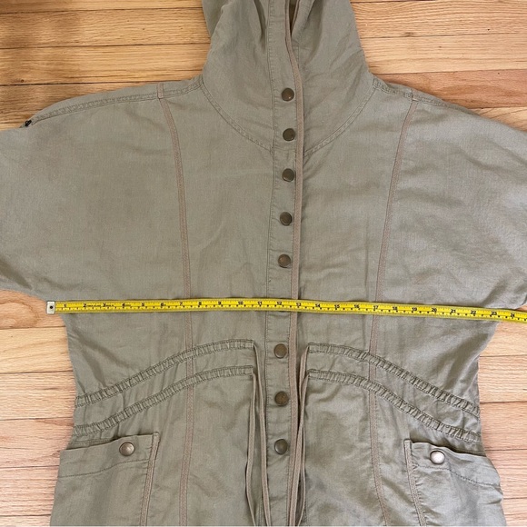 Women’s Free People Vintage Hooded Jacket Short Sleeve Drawstring Size 8 Green - Picture 11 of 11